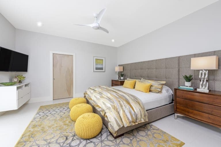 Off Grey Yellow Accents Bedroom