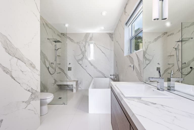 White Marble Master Bathroom