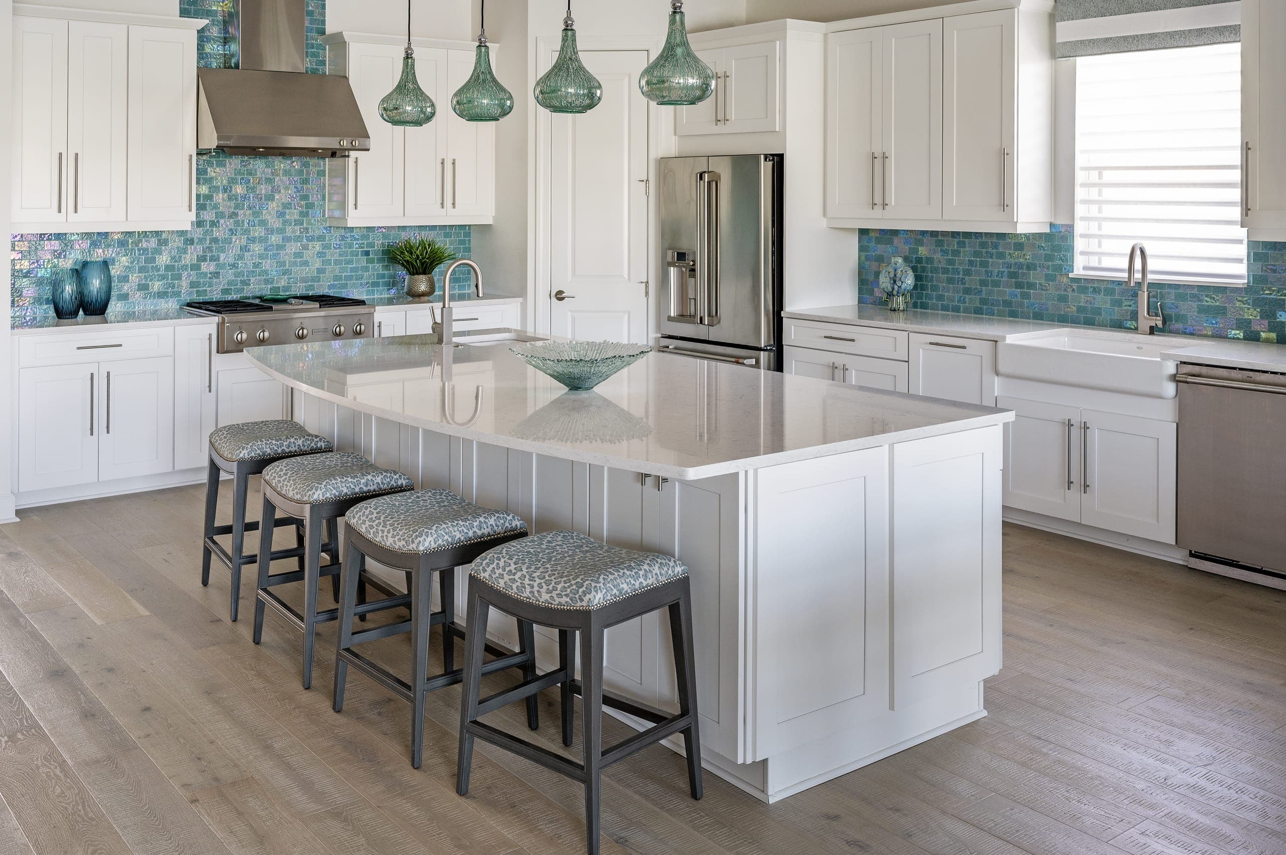 Teal White Kitchen Teal Glass Light Fixtures