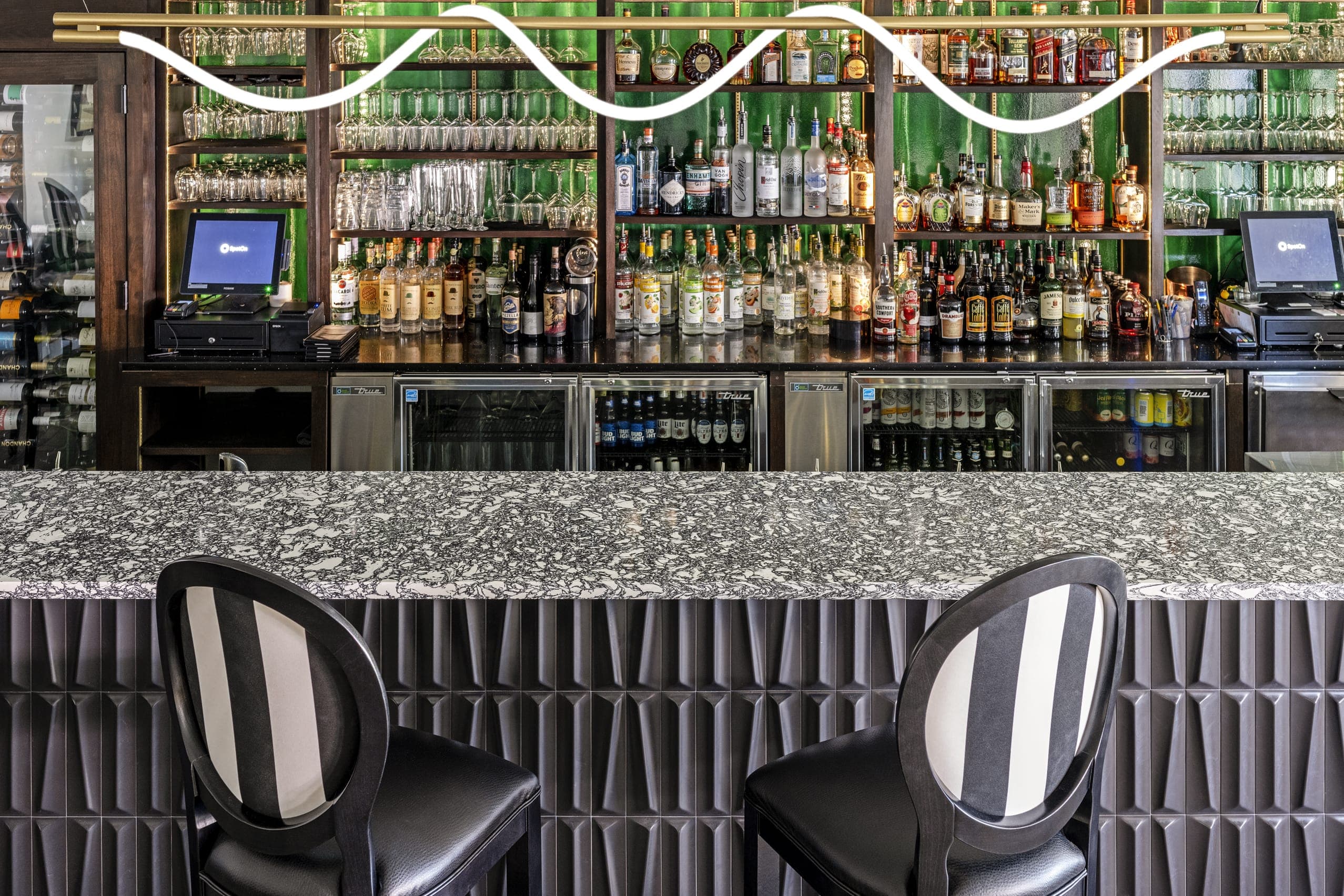 Bar Area Black White Bar Chairs Grey Stone Bar Countertop