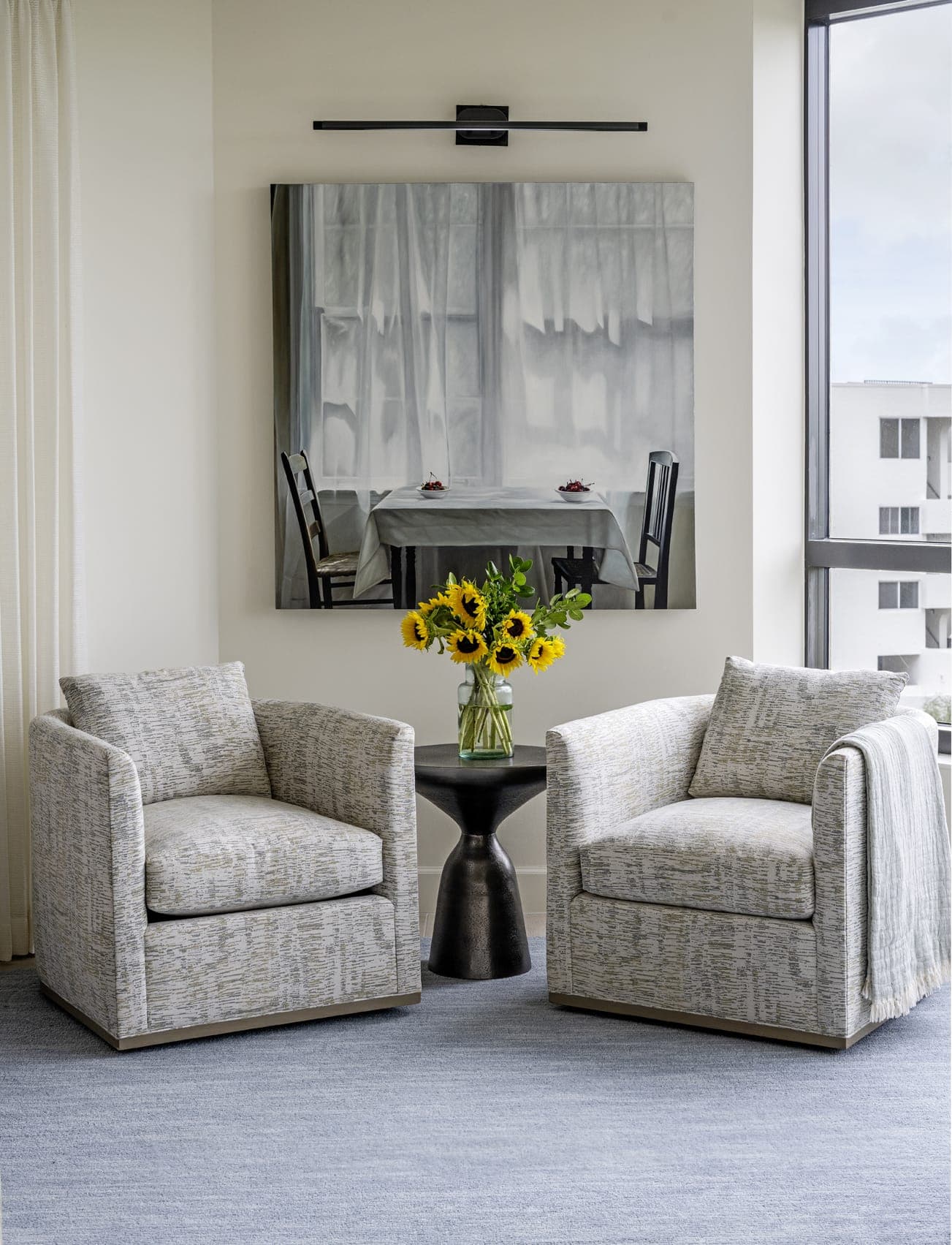 Grey Armchair With Sunflowers