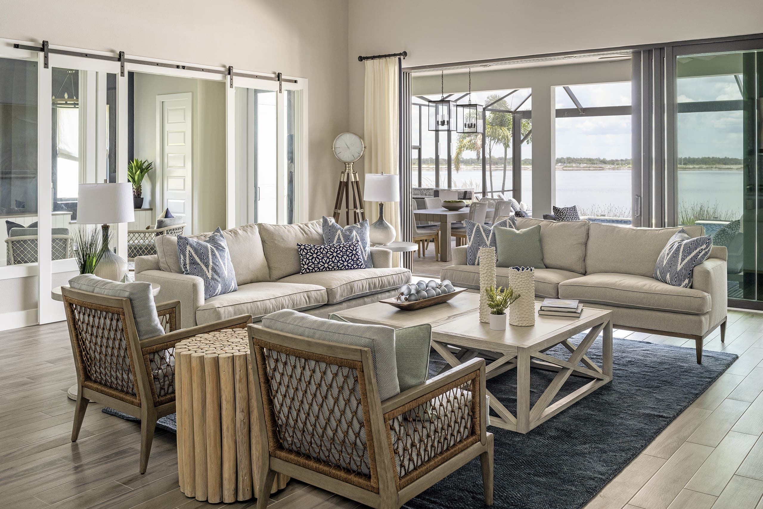 Taupe Living Room Waterside View
